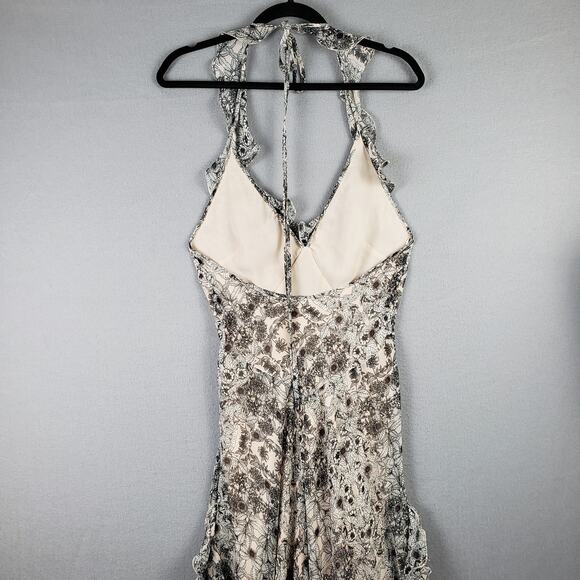 Y2K Max‎ Studio Size S Halter Neck Ruffle Maxi Dress Beige Gray Neutral European - Picture 7 of 13